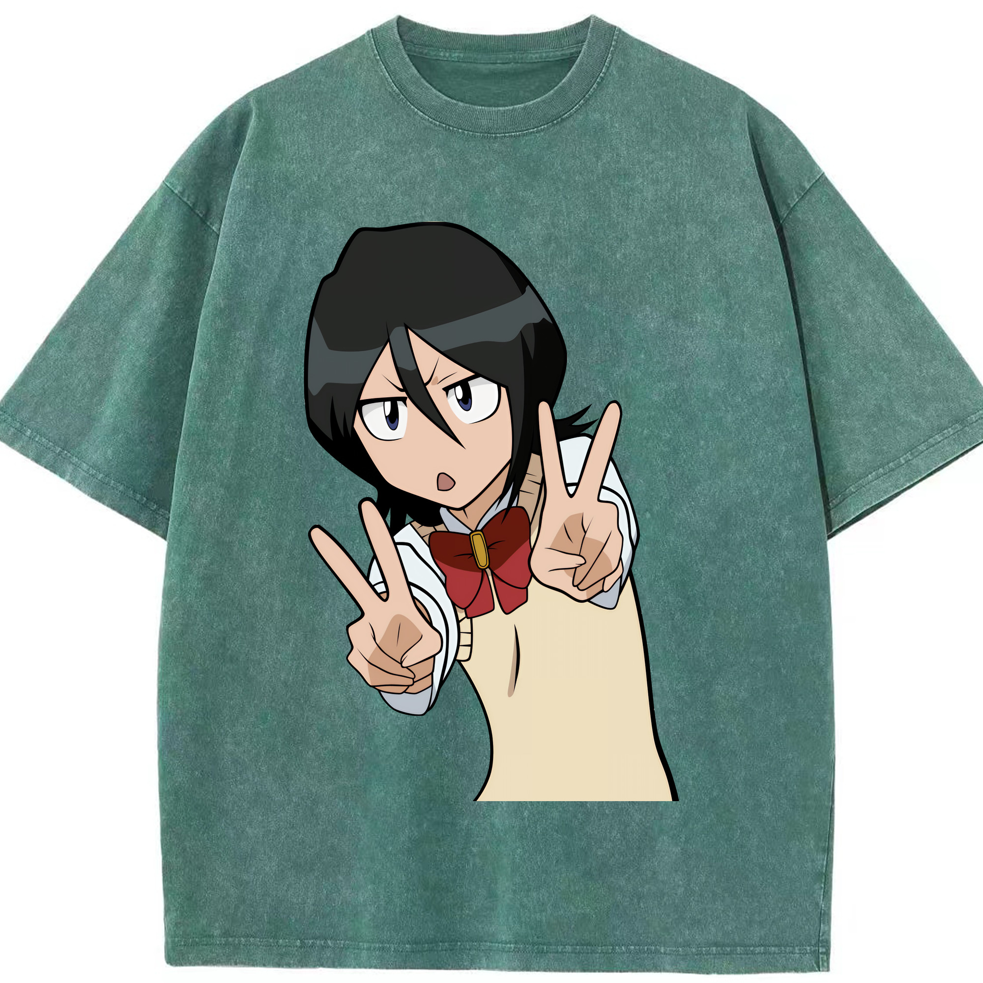 （画像用） ブリーチ 朽木ルキア BLEACH Kuchiki Rukia 綿100% ヴィンテージ風 半袖Tシャツ（フロントプリント）